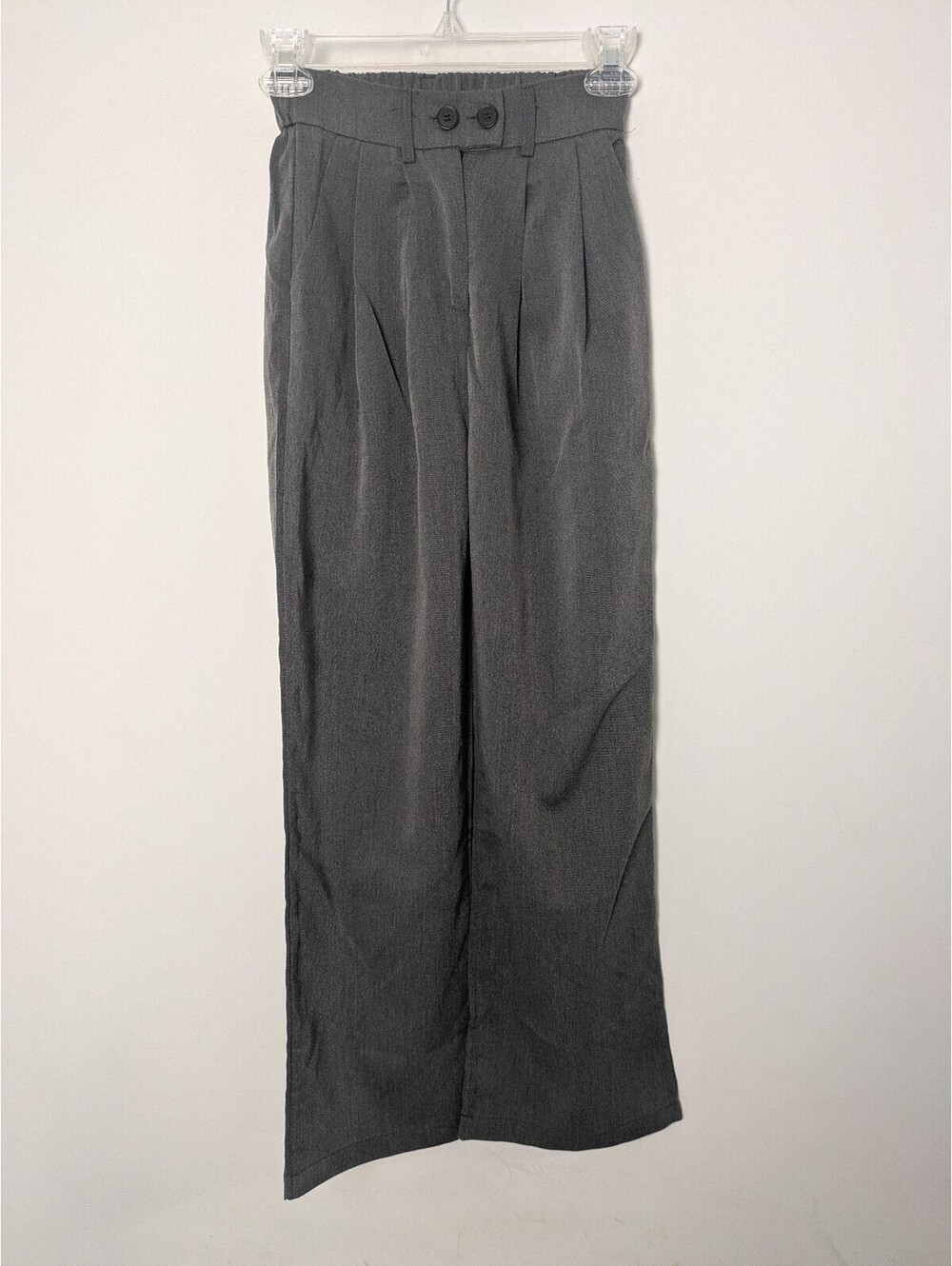 Dazy Gray Pleated Wide Leg Trousers – Size XS High Waist Business Casual Pants